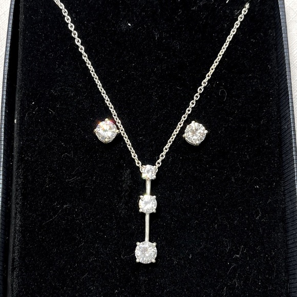 Sterling Silver Necklace & earrings, Cubic Zirconia - Picture 1 of 8